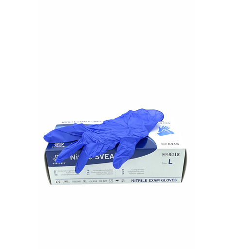 Nitrilhansker Str: L 150-Pakk, Blå Disposable Nitrile Examinations Gloves