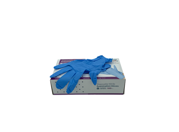 Nitrilhansker Str: M 100-Pakk, Blå Disposable Nitrile Examinations Gloves